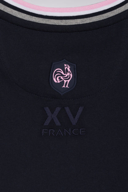 Eden Park_Straight-Fit XV De France T-Shirt in Navy Cotton with 10 Embroidery_E25MAITC0078_BLF_05