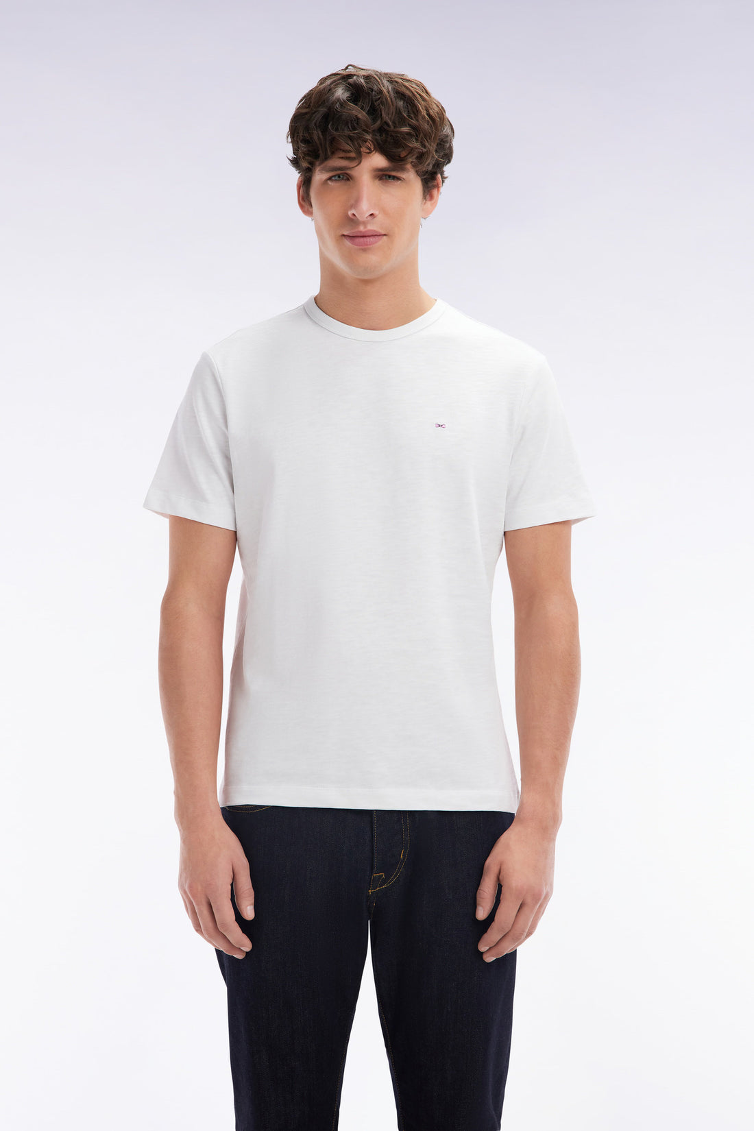 Eden Park_Straight Fit White Slub Cotton Jersey T-Shirt_E25MAITC0079_BC_01
