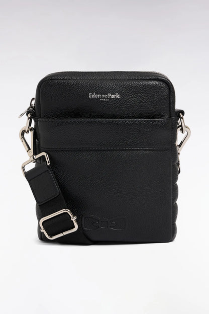 Eden Park Black Men Black Grained Cowhide Leather Bag SKU: E26BAGBE0001_NO Image 01