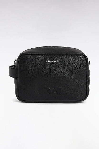 Eden Park Black Men Black Grained Leather Toiletry Bag SKU: E26BAGTT0001_NO Image 01