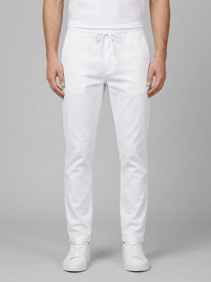 Eden Park 0 Men Regular-Fit Chino Pants in White Stretch Cotton SKU: E26BAS0C0001_BC Image 00