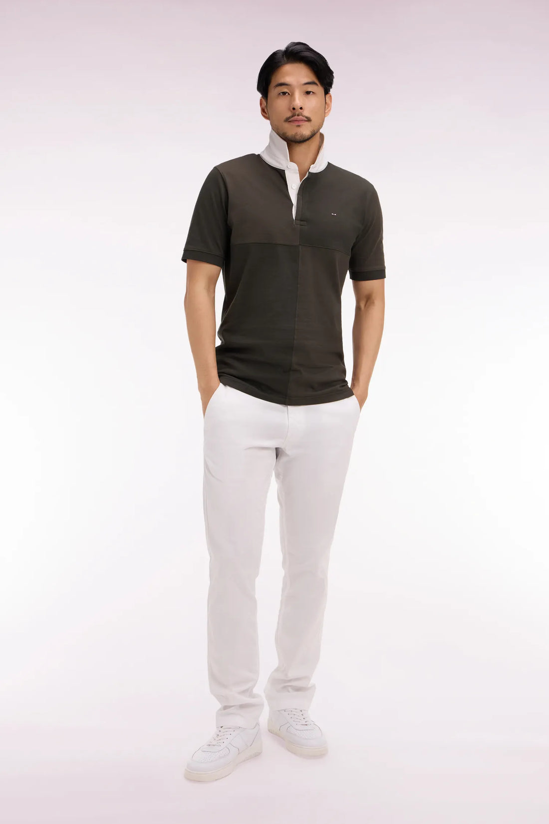 Eden Park 0 Men Regular-Fit Chino Pants in White Stretch Cotton SKU: E26BAS0C0001_BC Image 01