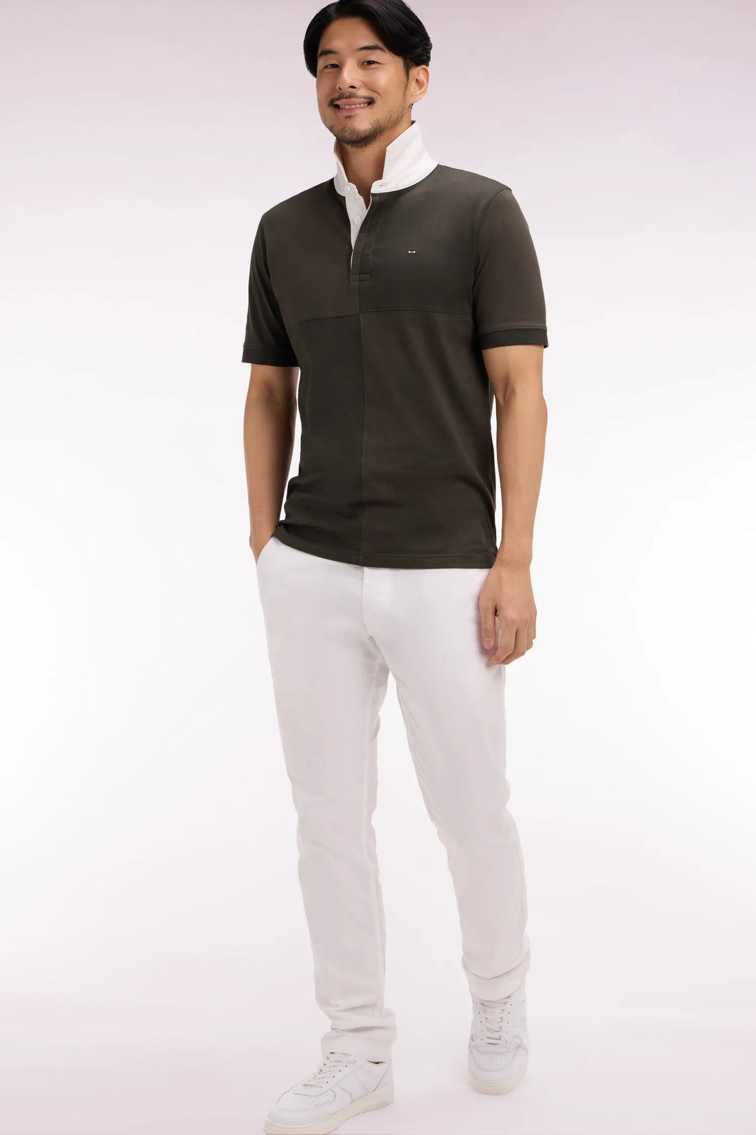 Eden Park 0 Men Regular-Fit Chino Pants in White Stretch Cotton SKU: E26BAS0C0001_BC Image 02