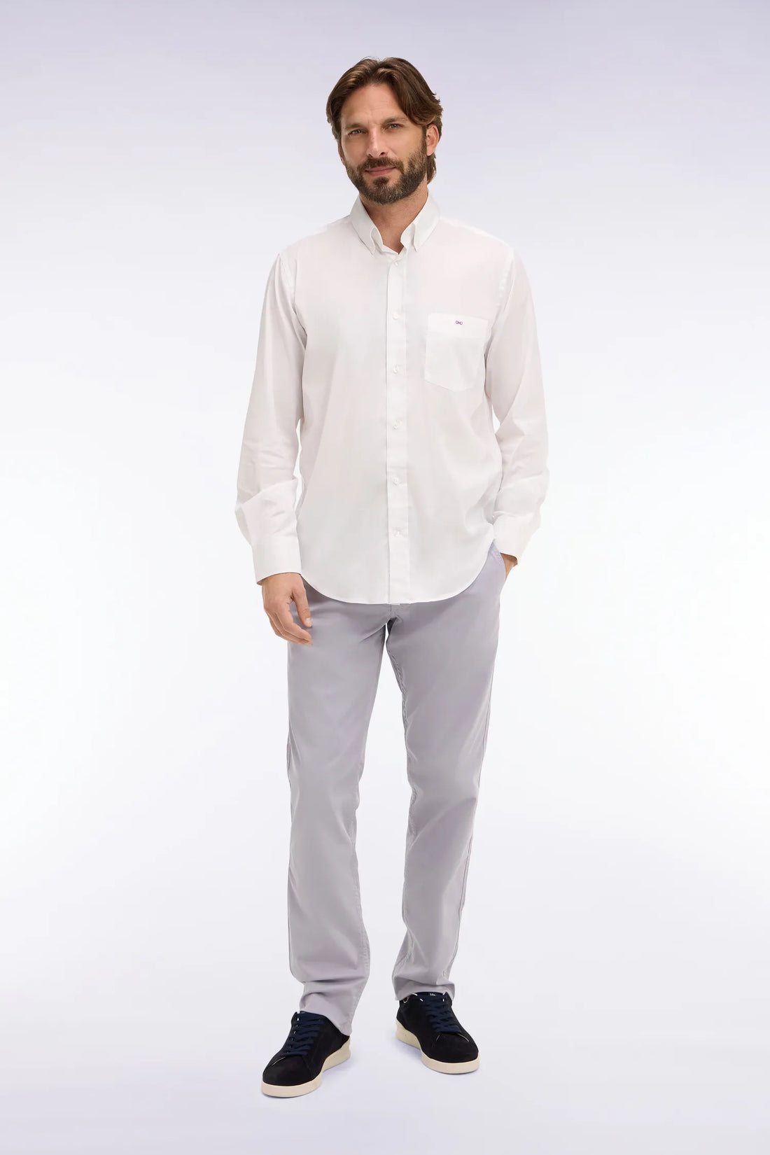 Eden Park 0 Men Regular Chino Pants in Gray Stretch Cotton SKU: E26BAS0C0001_GRM20 Image 01