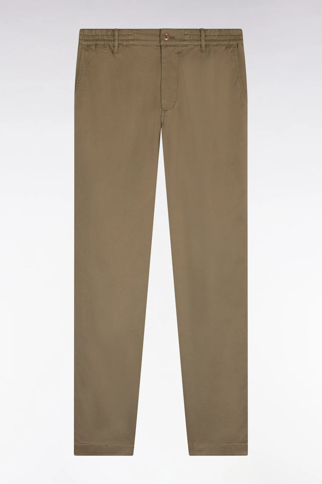 Eden Park Brown Men Beige Cotton and Lyocell Elastic Waist Chino Pants SKU: E26BAS0C0004_BEM Image 02
