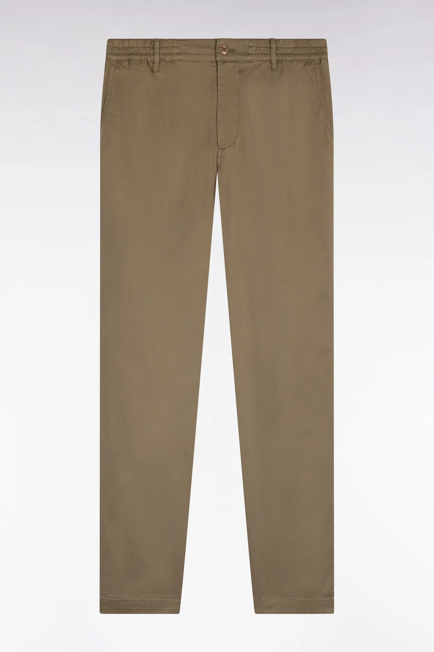 Eden Park Brown Men Beige Cotton and Lyocell Elastic Waist Chino Pants SKU: E26BAS0C0004_BEM Image 02