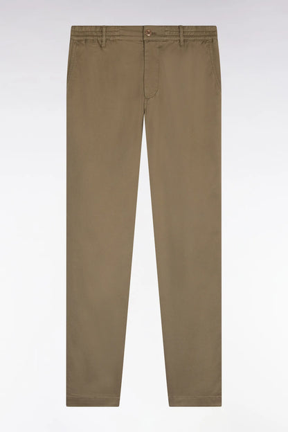Eden Park Brown Men Beige Cotton and Lyocell Elastic Waist Chino Pants SKU: E26BAS0C0004_BEM Image 02
