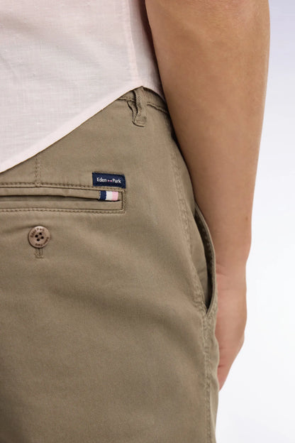 Eden Park Brown Men Beige Cotton and Lyocell Elastic Waist Chino Pants SKU: E26BAS0C0004_BEM Image 04