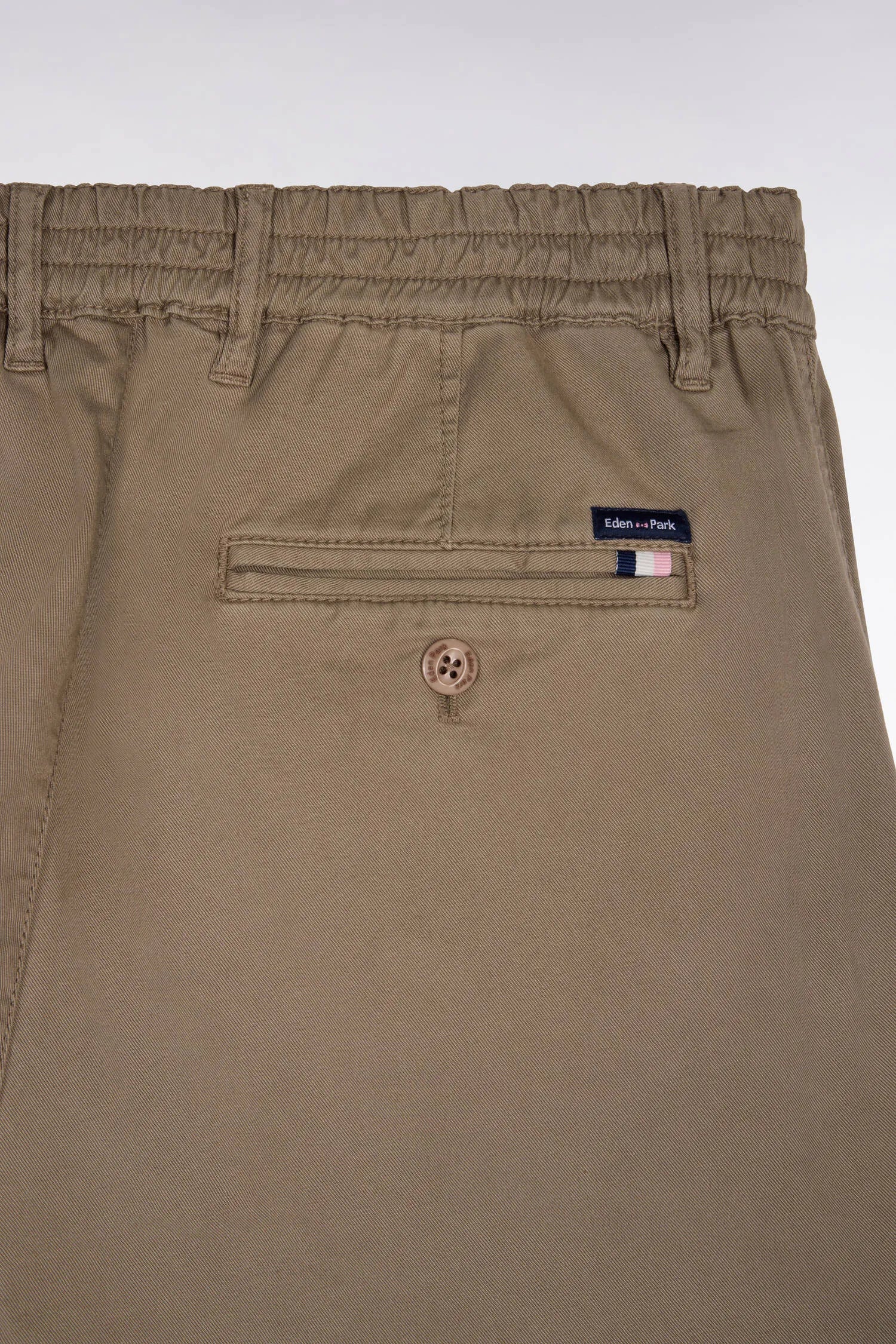 Eden Park Brown Men Beige Cotton and Lyocell Elastic Waist Chino Pants SKU: E26BAS0C0004_BEM Image 06