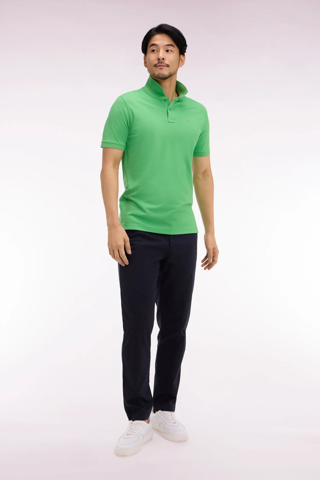 Eden Park Navy Blue Men Navy Cotton and Lyocell Elastic Waist Chino Pants SKU: E26BAS0C0004_BLF Image 01