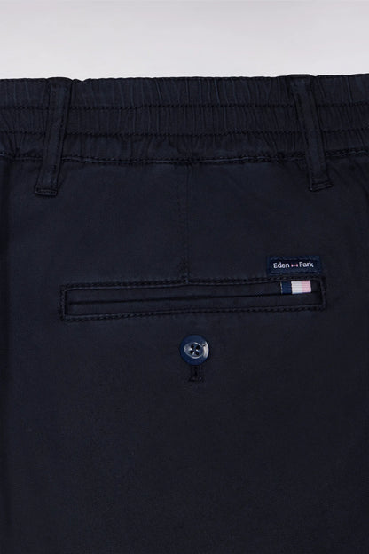 Eden Park Navy Blue Men Navy Cotton and Lyocell Elastic Waist Chino Pants SKU: E26BAS0C0004_BLF Image 06