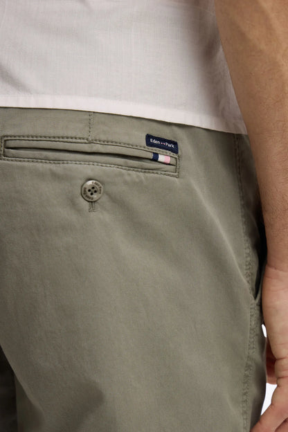 Eden Park Khaki Men Khaki Cotton and Lyocell Elastic Waist Chino Pants SKU: E26BAS0C0004_KAM24 Image 04