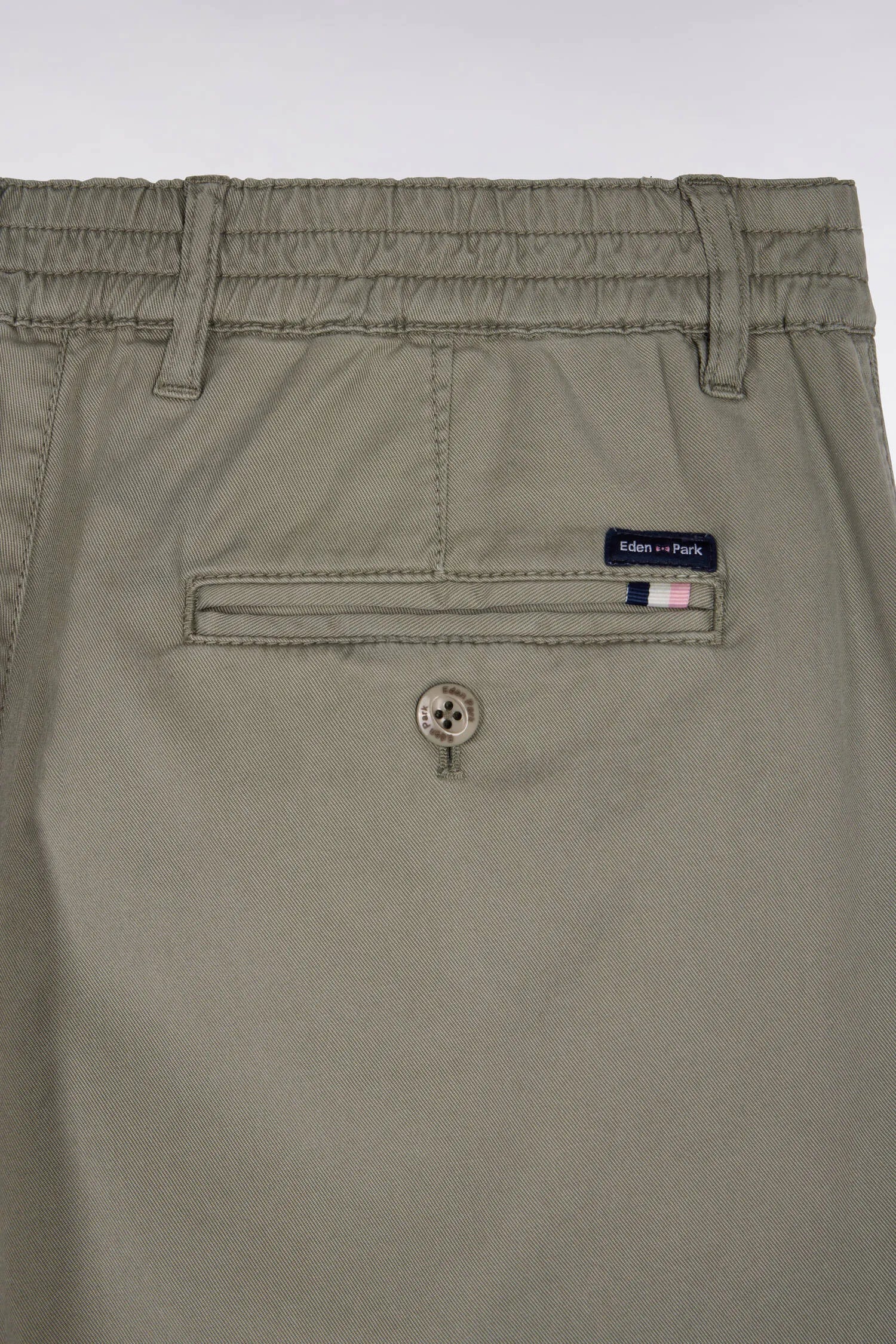 Eden Park Khaki Men Khaki Cotton and Lyocell Elastic Waist Chino Pants SKU: E26BAS0C0004_KAM24 Image 06