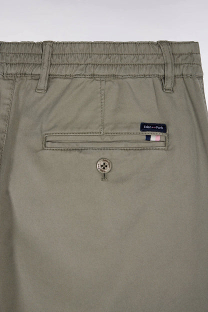 Eden Park Khaki Men Khaki Cotton and Lyocell Elastic Waist Chino Pants SKU: E26BAS0C0004_KAM24 Image 06