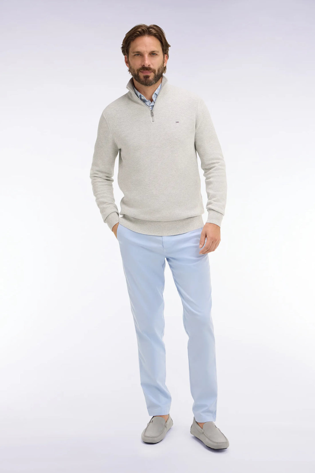 Eden Park Sky Blue Men Sky Blue Lyocell and Stretch Cotton Chino Pants SKU: E26BAS0C0005_BLC6 Image 01