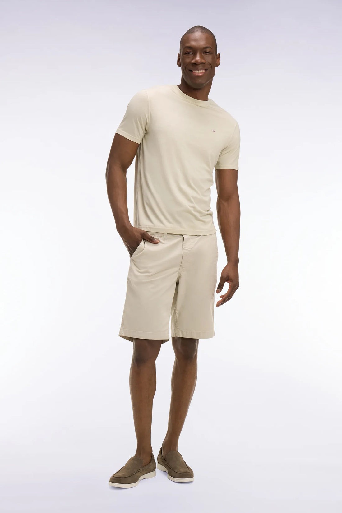 Eden Park Beige Men Chino Bermuda Shorts in Beige Stretch Gabardine SKU: E26BASBE0001_BEC18 Image 01