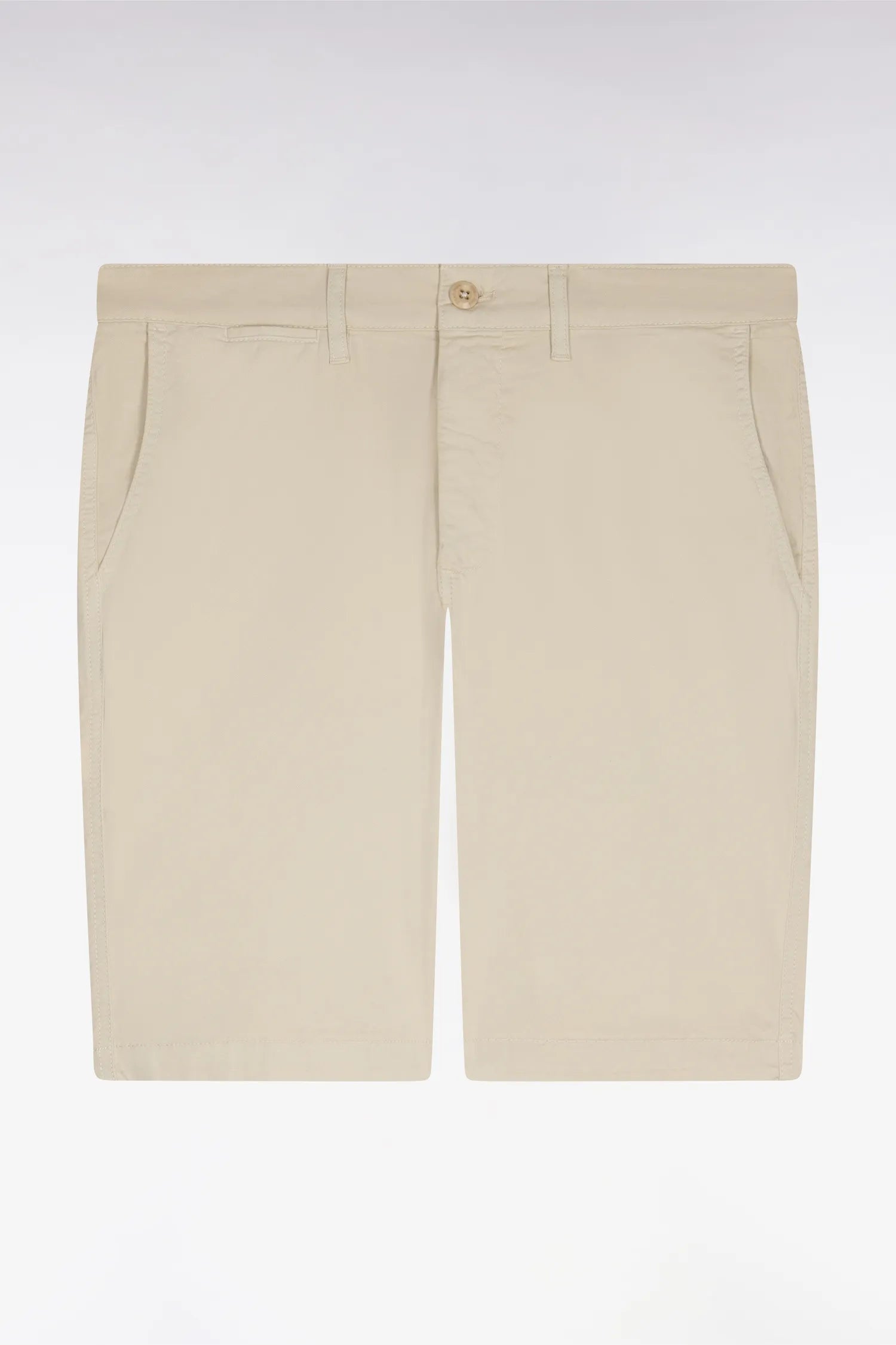 Eden Park Beige Men Chino Bermuda Shorts in Beige Stretch Gabardine SKU: E26BASBE0001_BEC18 Image 02