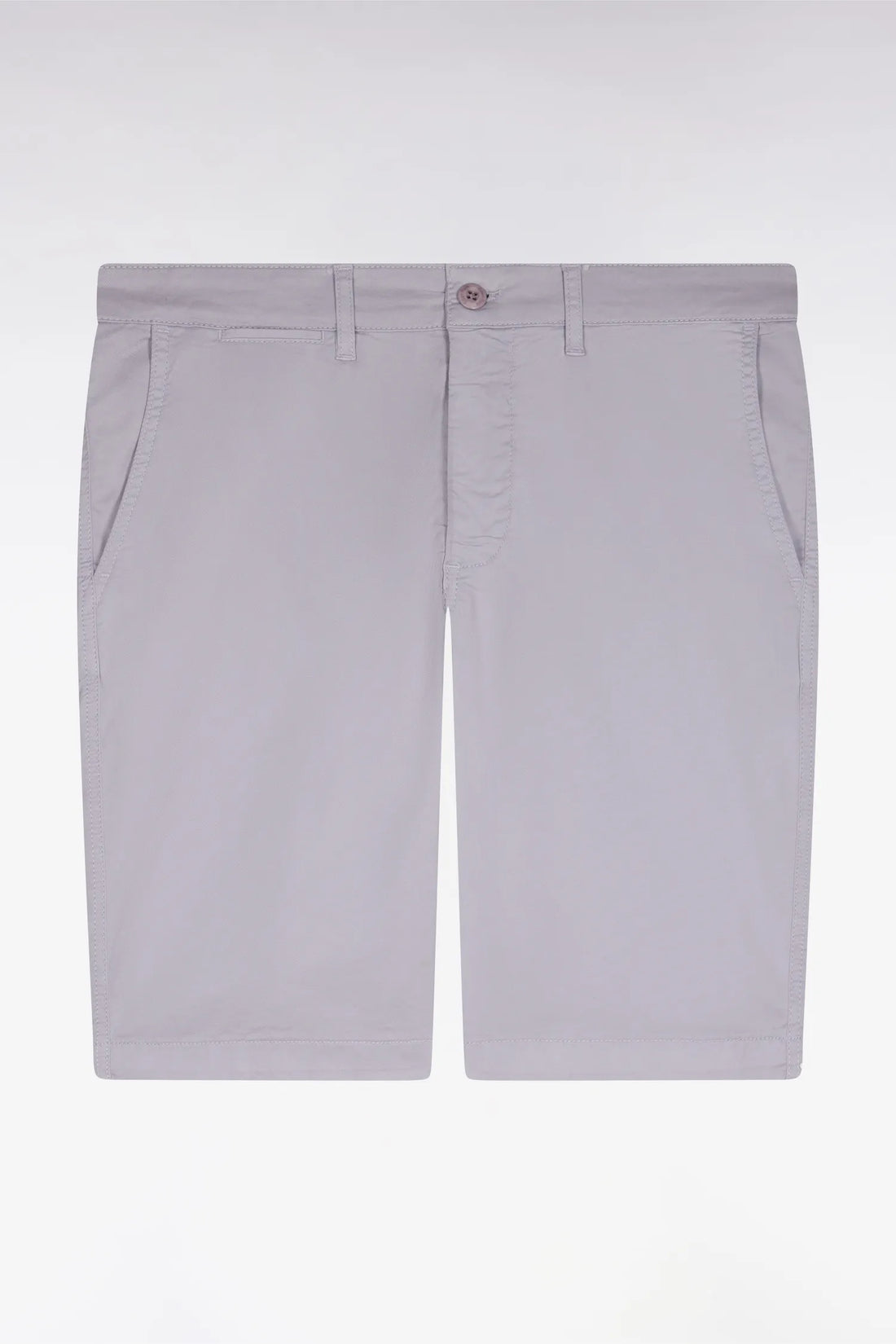 Eden Park Grey Men Chino Bermuda Shorts in Grey Stretch Gabardine SKU: E26BASBE0001_GRM20 Image 02