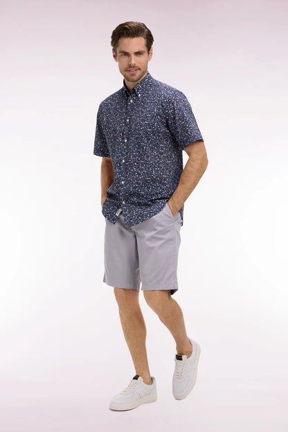 Eden Park Grey Men Chino Bermuda Shorts in Grey Stretch Gabardine SKU: E26BASBE0001_GRM20 Image 03