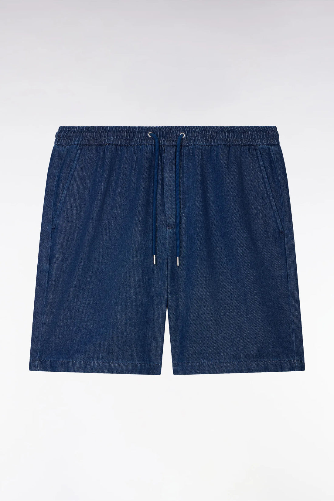 Eden Park Navy Blue Men Navy Chambray Bermuda Shorts with Elasticated Waist SKU: E26BASBE0006_BLF Image 02