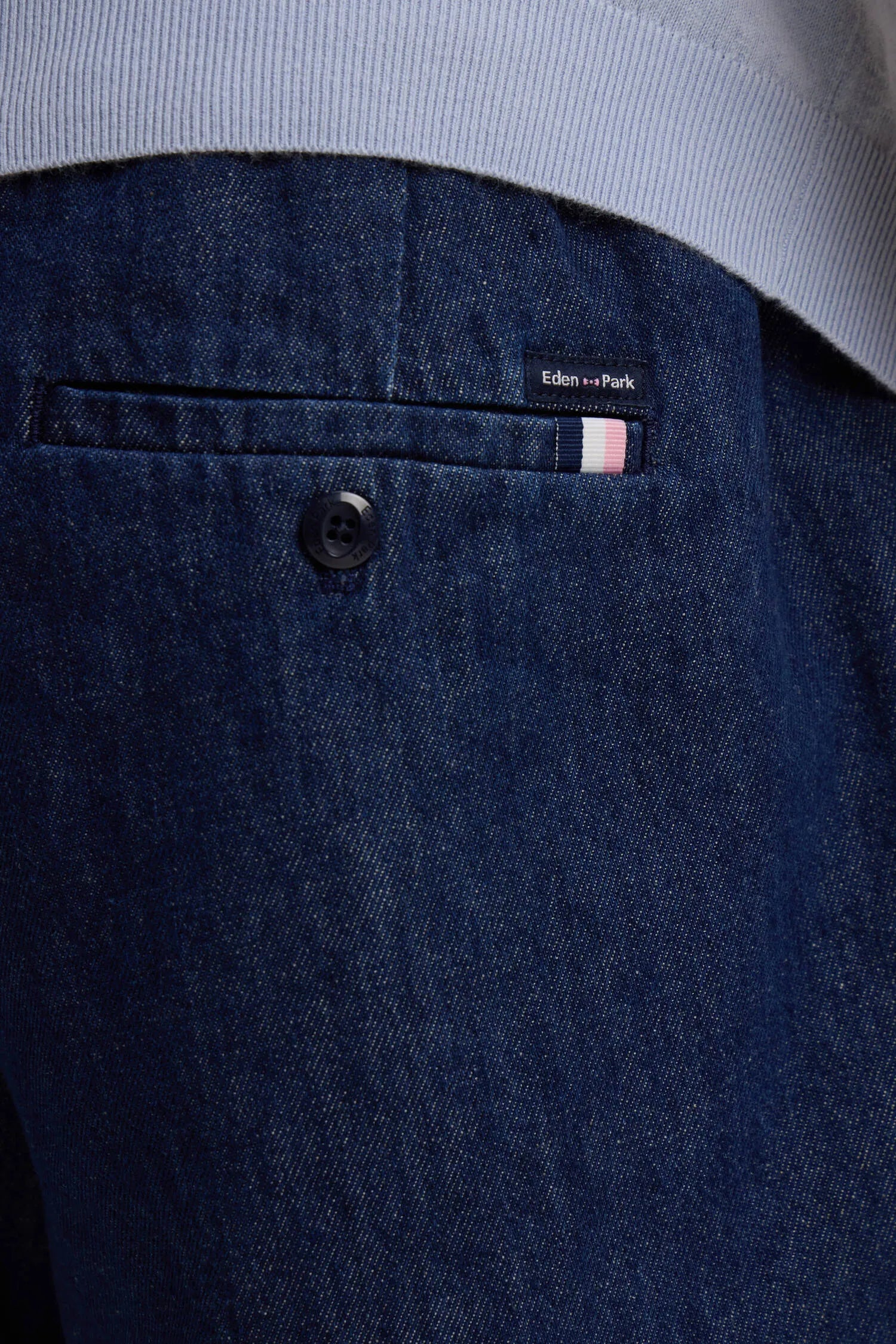 Eden Park Navy Blue Men Navy Chambray Bermuda Shorts with Elasticated Waist SKU: E26BASBE0006_BLF Image 04