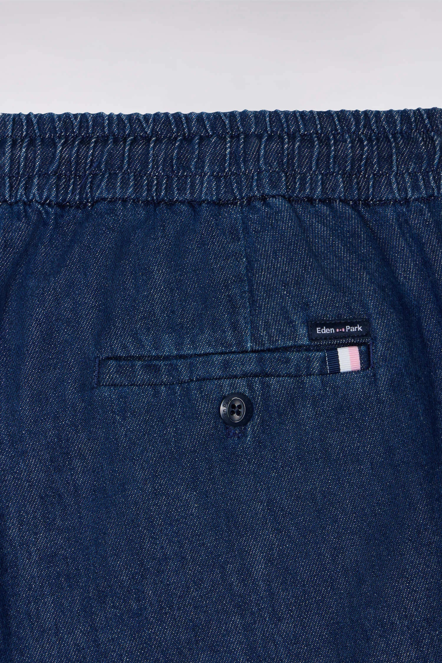 Eden Park Navy Blue Men Navy Chambray Bermuda Shorts with Elasticated Waist SKU: E26BASBE0006_BLF Image 06