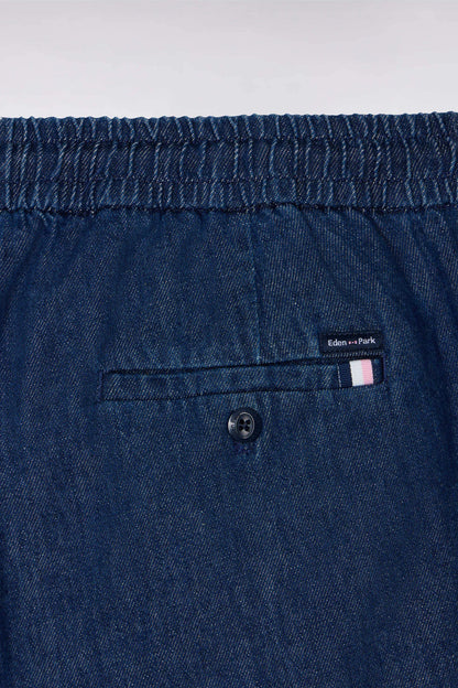Eden Park Navy Blue Men Navy Chambray Bermuda Shorts with Elasticated Waist SKU: E26BASBE0006_BLF Image 06