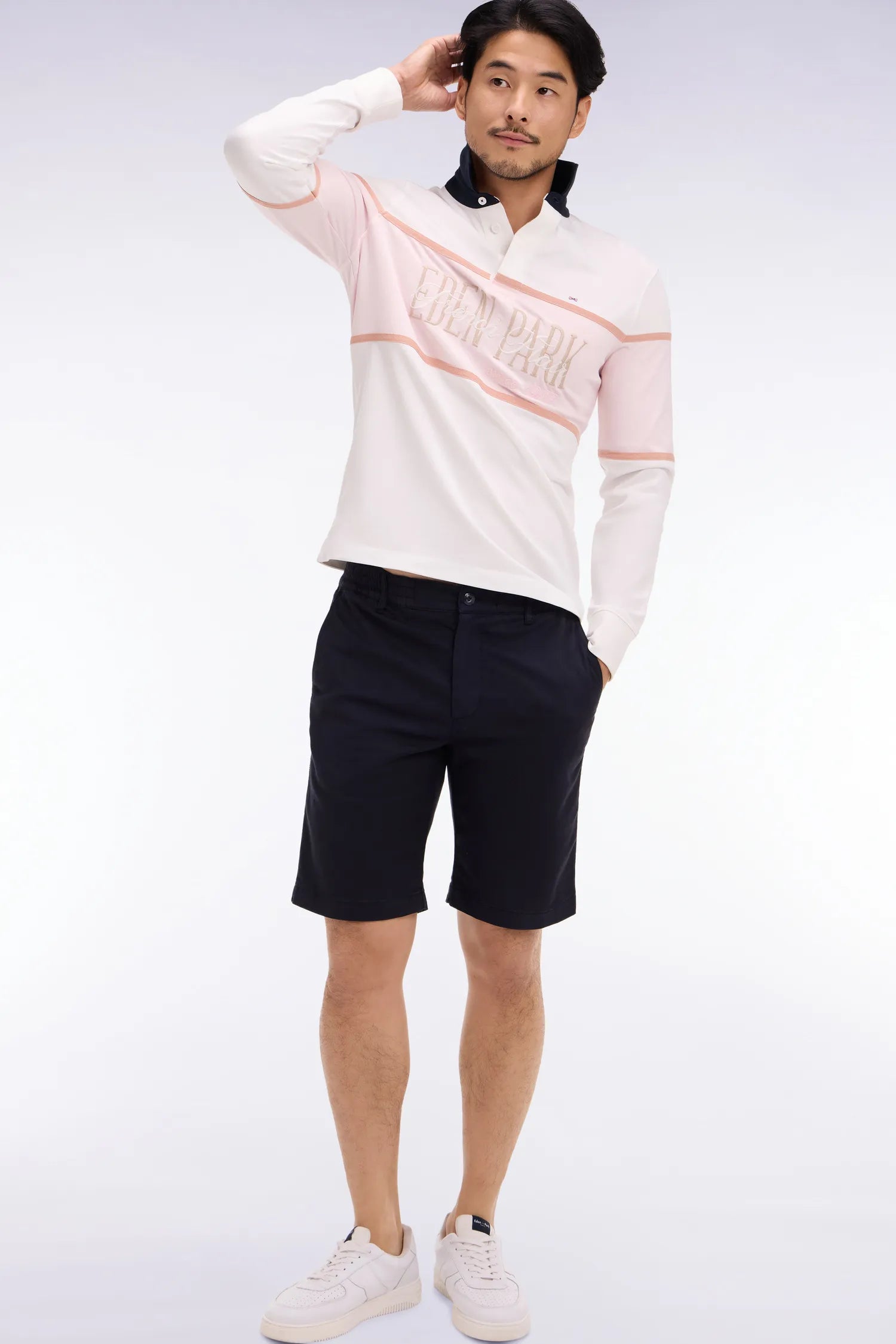 Eden Park Navy Blue Men Navy Cotton and Lyocell Blend Bermuda Shorts SKU: E26BASBE0008_BLF Image 03
