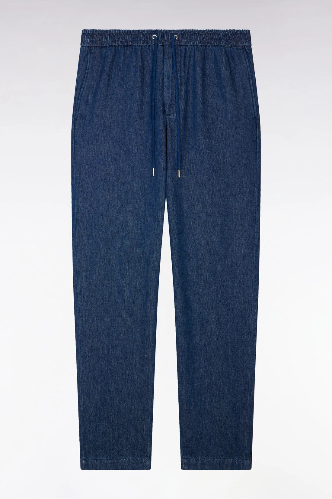 Eden Park Navy Blue Men Modern Fit Blue Chambray Elasticated Waist Pants SKU: E26BASPA0001_BLF Image 02