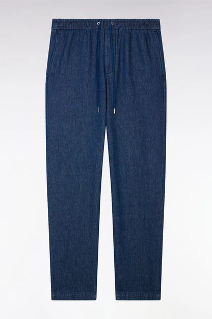 Eden Park Navy Blue Men Modern Fit Blue Chambray Elasticated Waist Pants SKU: E26BASPA0001_BLF Image 02