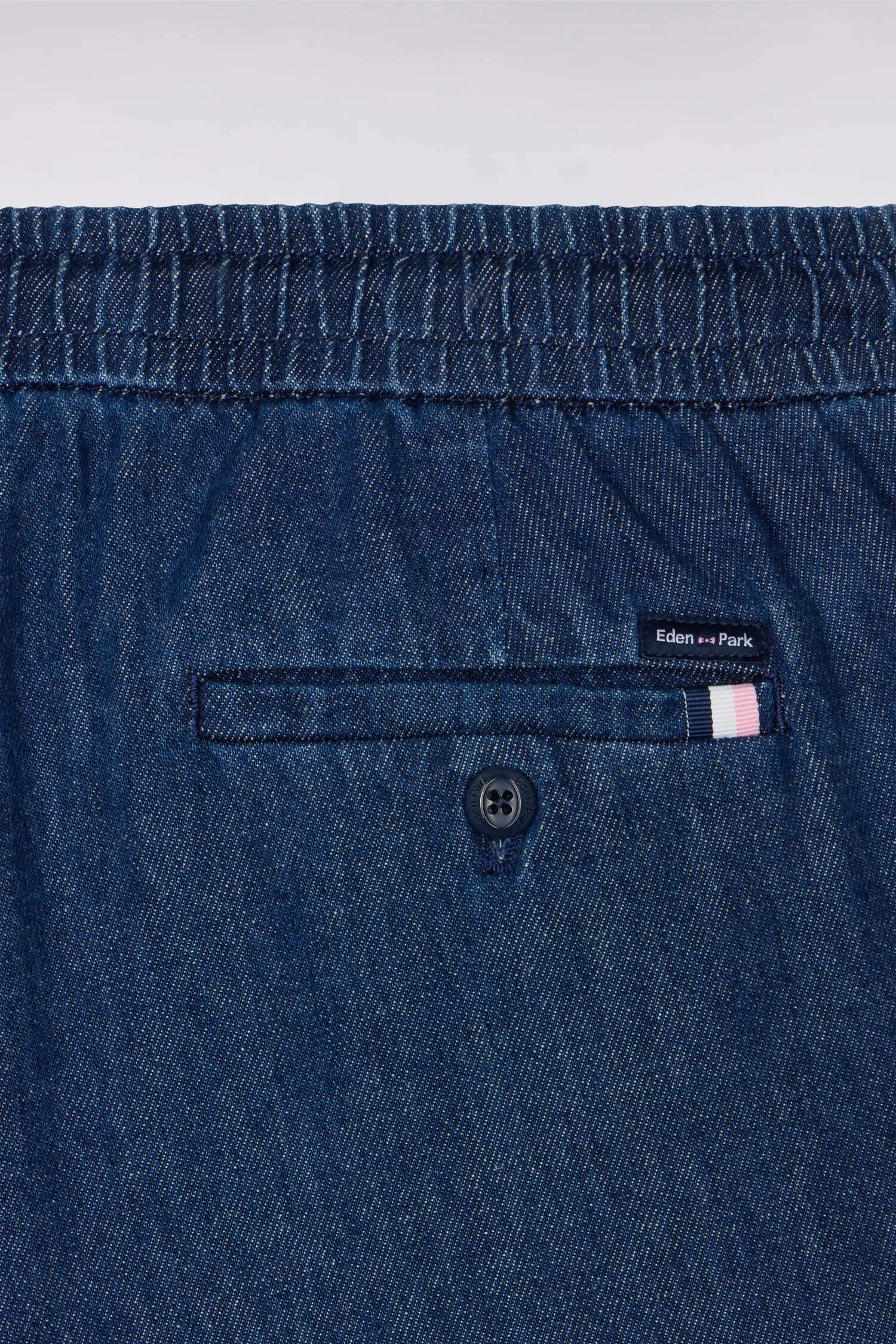 Eden Park Navy Blue Men Modern Fit Blue Chambray Elasticated Waist Pants SKU: E26BASPA0001_BLF Image 06