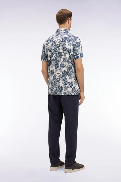 Eden Park Navy Blue Men Modern Fit Navy Cotton Linen and Lyocell Pants SKU: E26BASPA0003_BLF Image 05