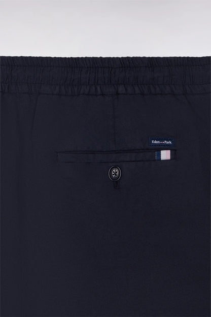 Eden Park Navy Blue Men Modern Fit Navy Cotton Linen and Lyocell Pants SKU: E26BASPA0003_BLF Image 06