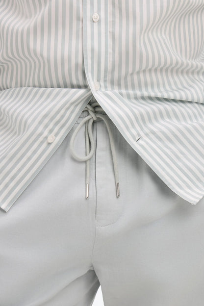 Eden Park Light Gray Men Light Gray Cotton Linen and Lyocell Pants Modern Cut SKU: E26BASPA0003_GRC14 Image 04
