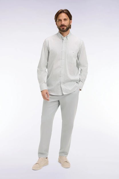 Eden Park Light Gray Men Light Gray Cotton Linen and Lyocell Pants Modern Cut SKU: E26BASPA0003_GRC14 Image 05
