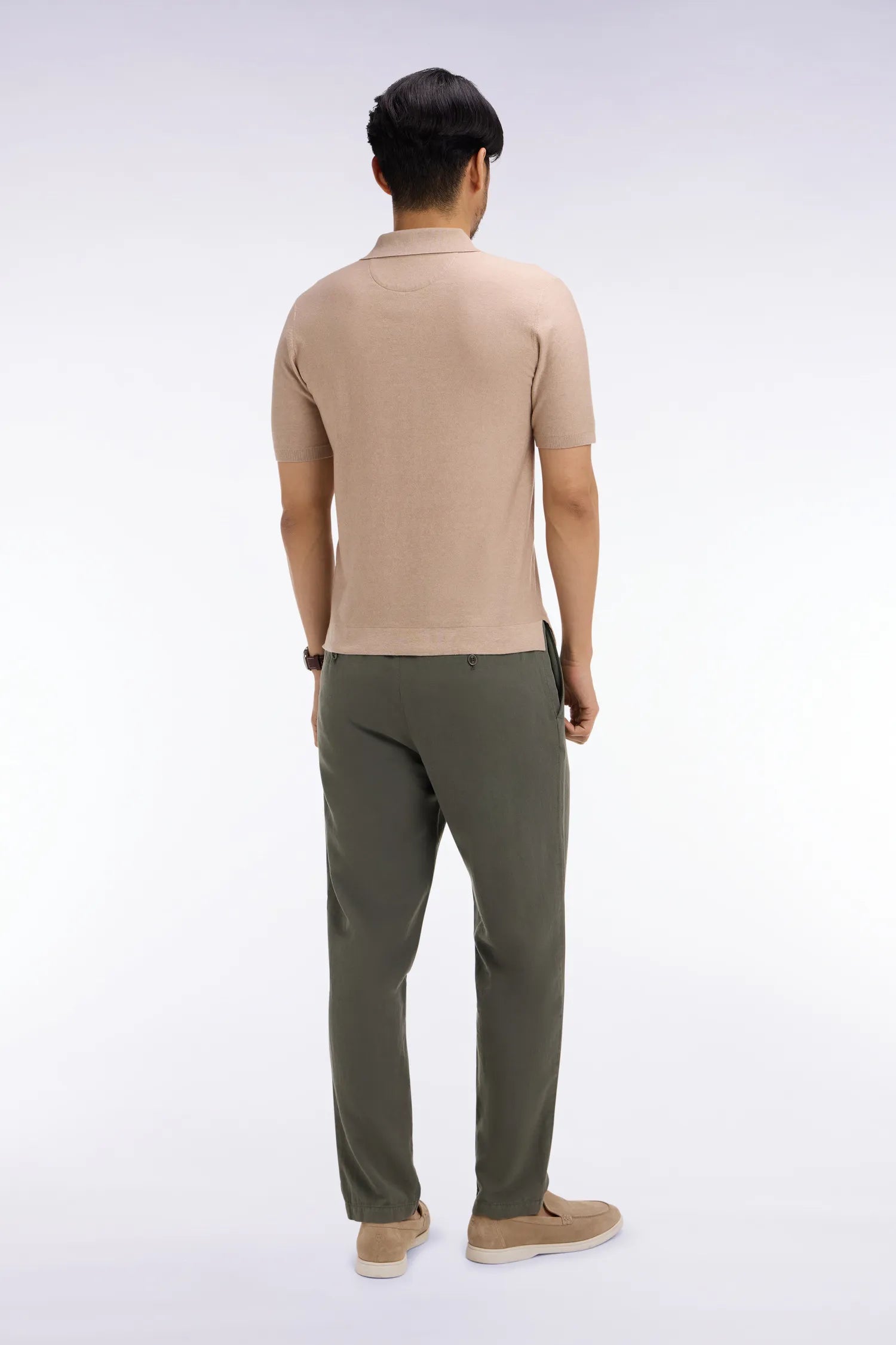 Eden Park Khaki Men Modern Fit Khaki Cotton Linen and Lyocell Pants SKU: E26BASPA0003_KAF8 Image 05