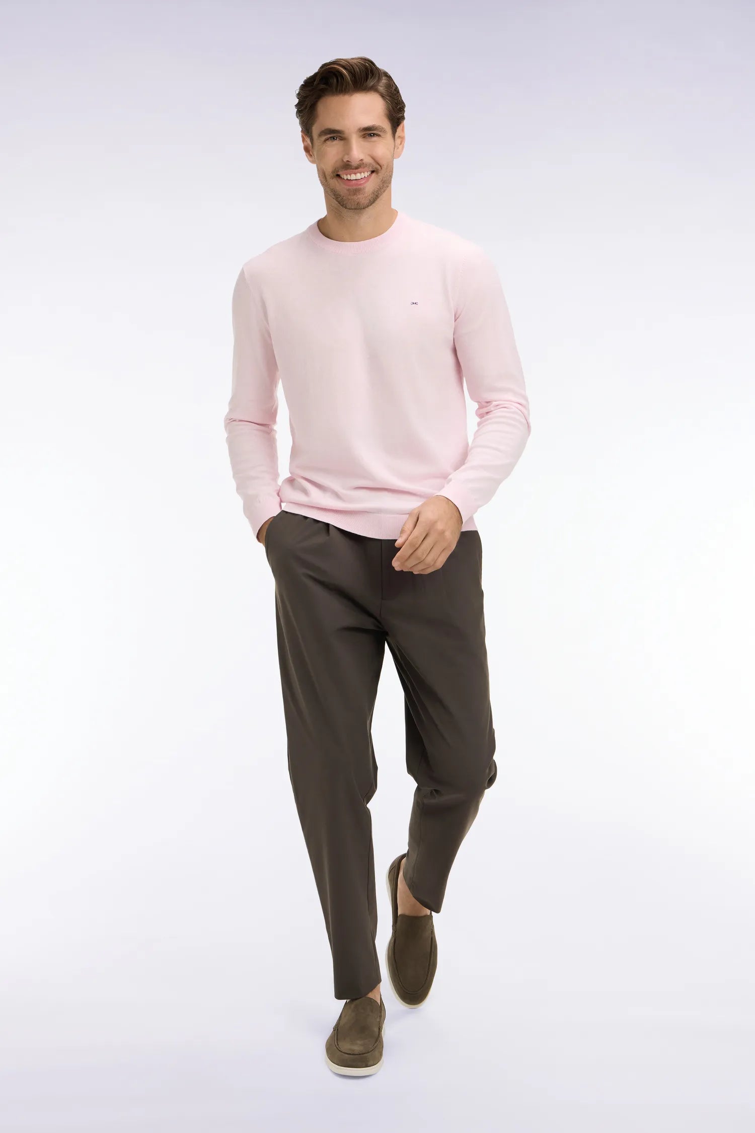 Eden Park Grey Men Modern Cut Grey Technical Fabric Elasticated Waist Pants SKU: E26BASPA0008_GRM1 Image 03