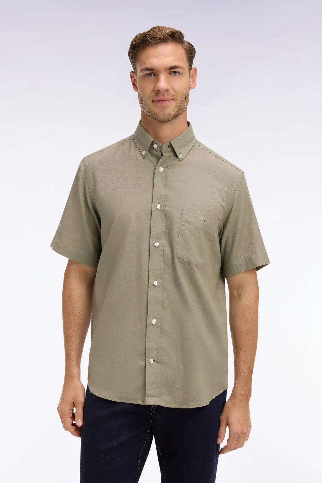 Eden Park Khaki Men Short-Sleeved Khaki Cotton PiquŽ Shirt SKU: E26CHECC0001_BEF3 Image 01