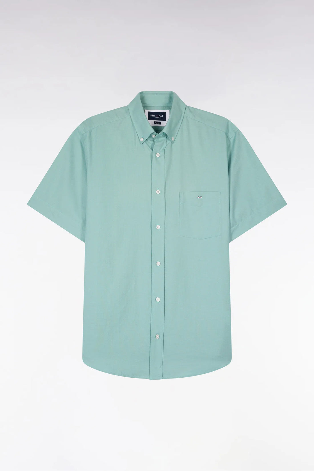 Eden Park Green Men Short-Sleeved Shirt in Sea Green Cotton Pique SKU: E26CHECC0001_VEM39 Image 02