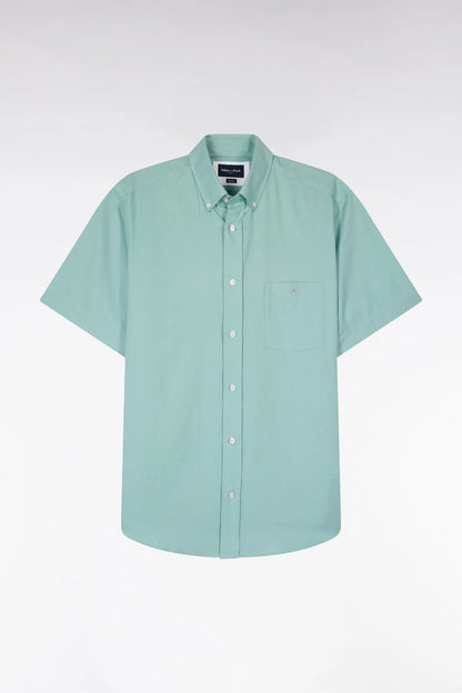 Eden Park Green Men Short-Sleeved Shirt in Sea Green Cotton Pique SKU: E26CHECC0001_VEM39 Image 02