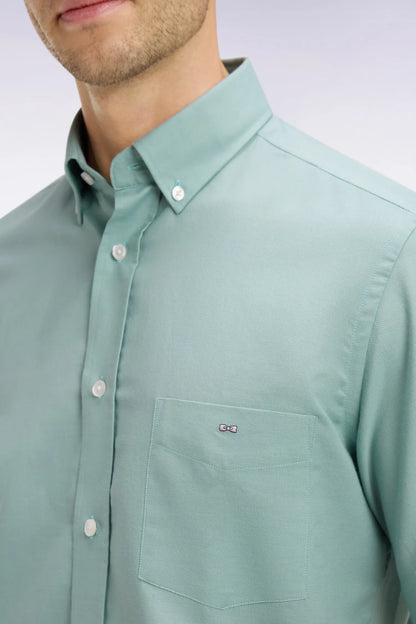 Eden Park Green Men Short-Sleeved Shirt in Sea Green Cotton Pique SKU: E26CHECC0001_VEM39 Image 04