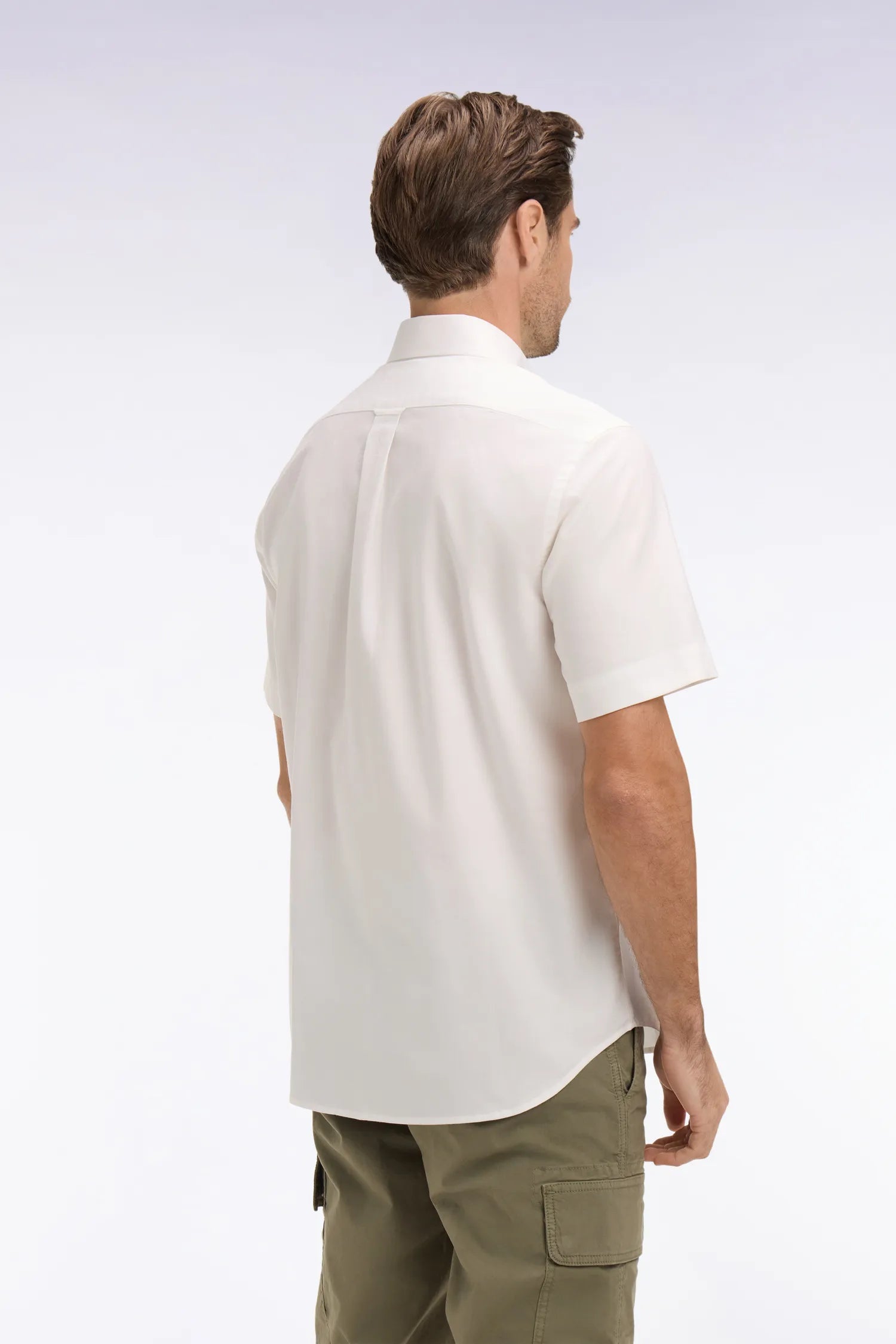Eden Park White Men Short-Sleeved Shirt in White Yarn-Dyed Cotton SKU: E26CHECC0002_BC Image 05