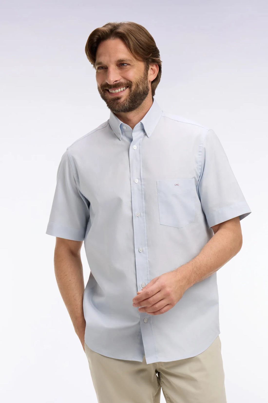 Eden Park Multi-Color Men Short-Sleeved Shirt in Sky-Dyed Cotton SKU: E26CHECC0002_BLC25 Image 01