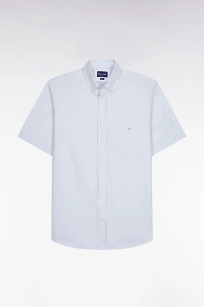 Eden Park Sky Blue Men Short-Sleeved Shirt in Sky-Dyed Cotton SKU: E26CHECC0002_BLC25 Image 02
