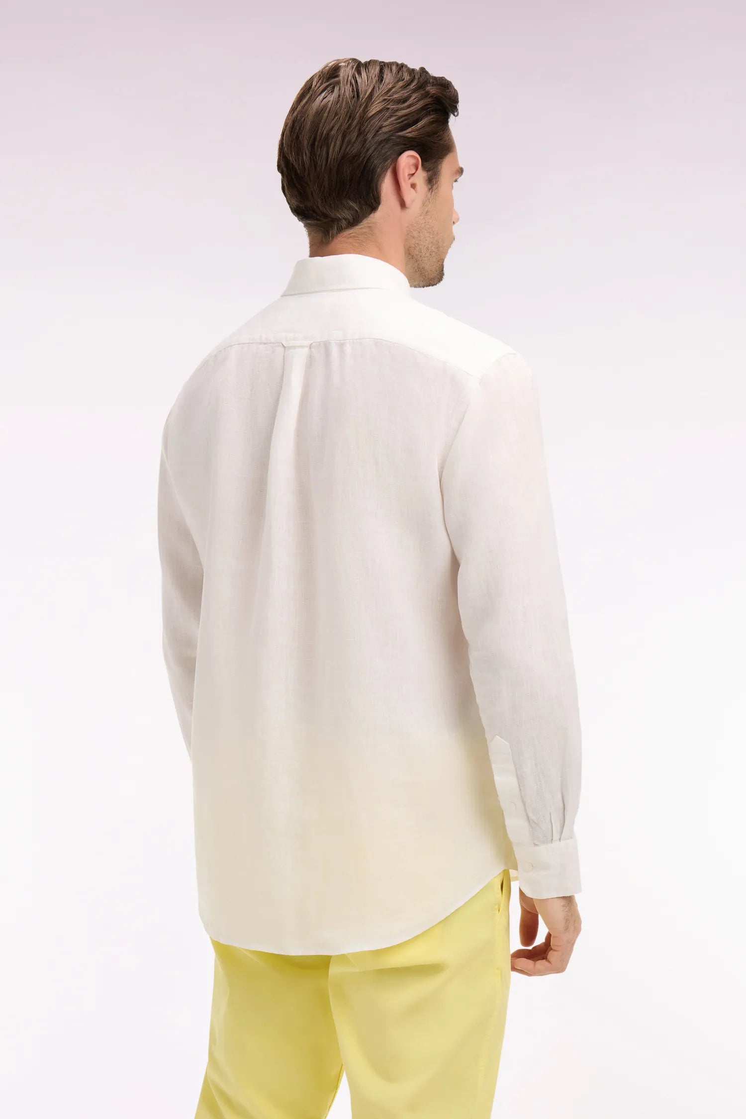 Eden Park White Men Straight White Linen Shirt SKU: E26CHECL0001_BC Image 05