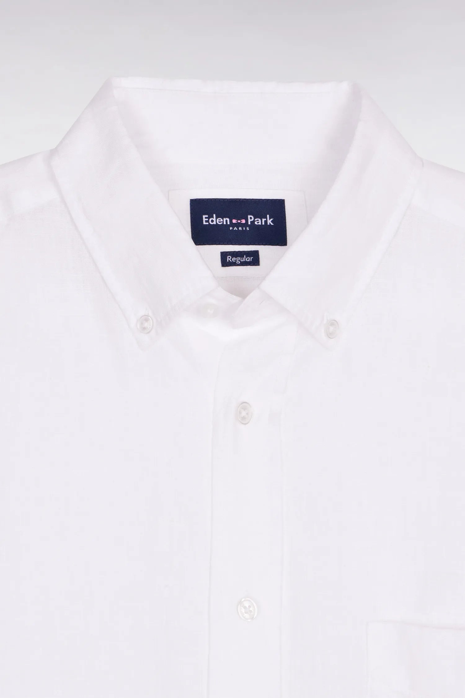 Eden Park White Men Straight White Linen Shirt SKU: E26CHECL0001_BC Image 06