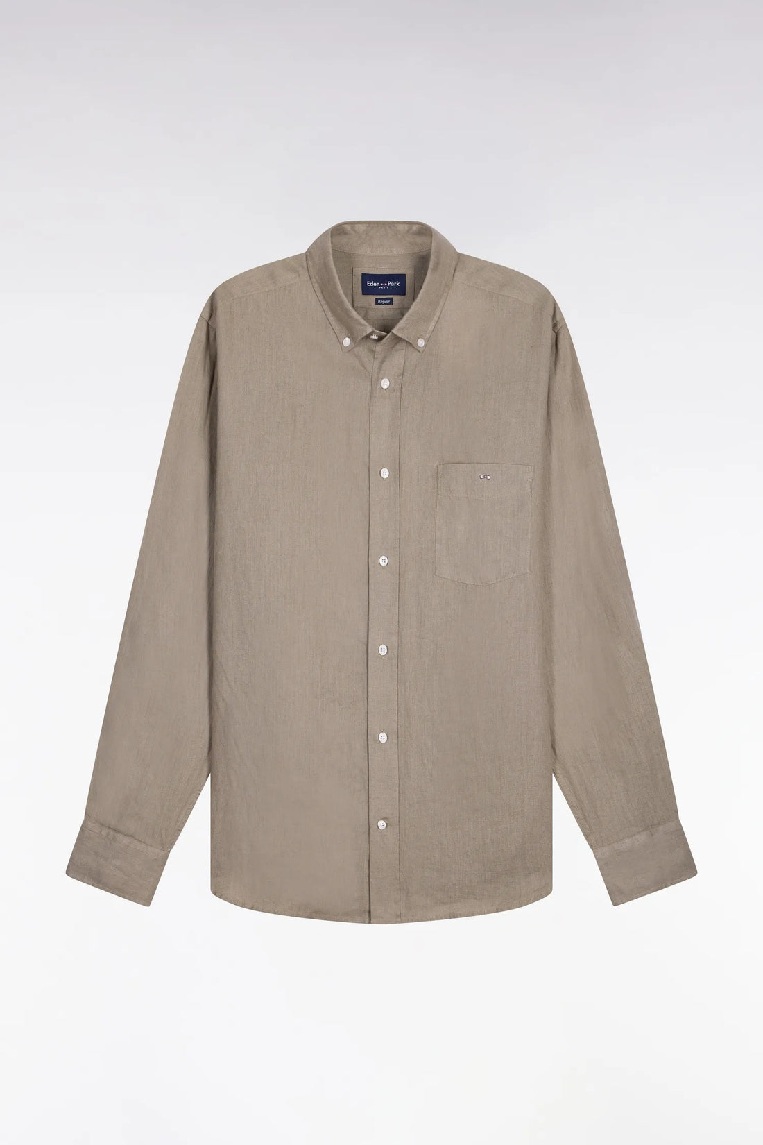 Eden Park Khaki Men Straight Brown Linen Shirt SKU: E26CHECL0001_BEF3 Image 02