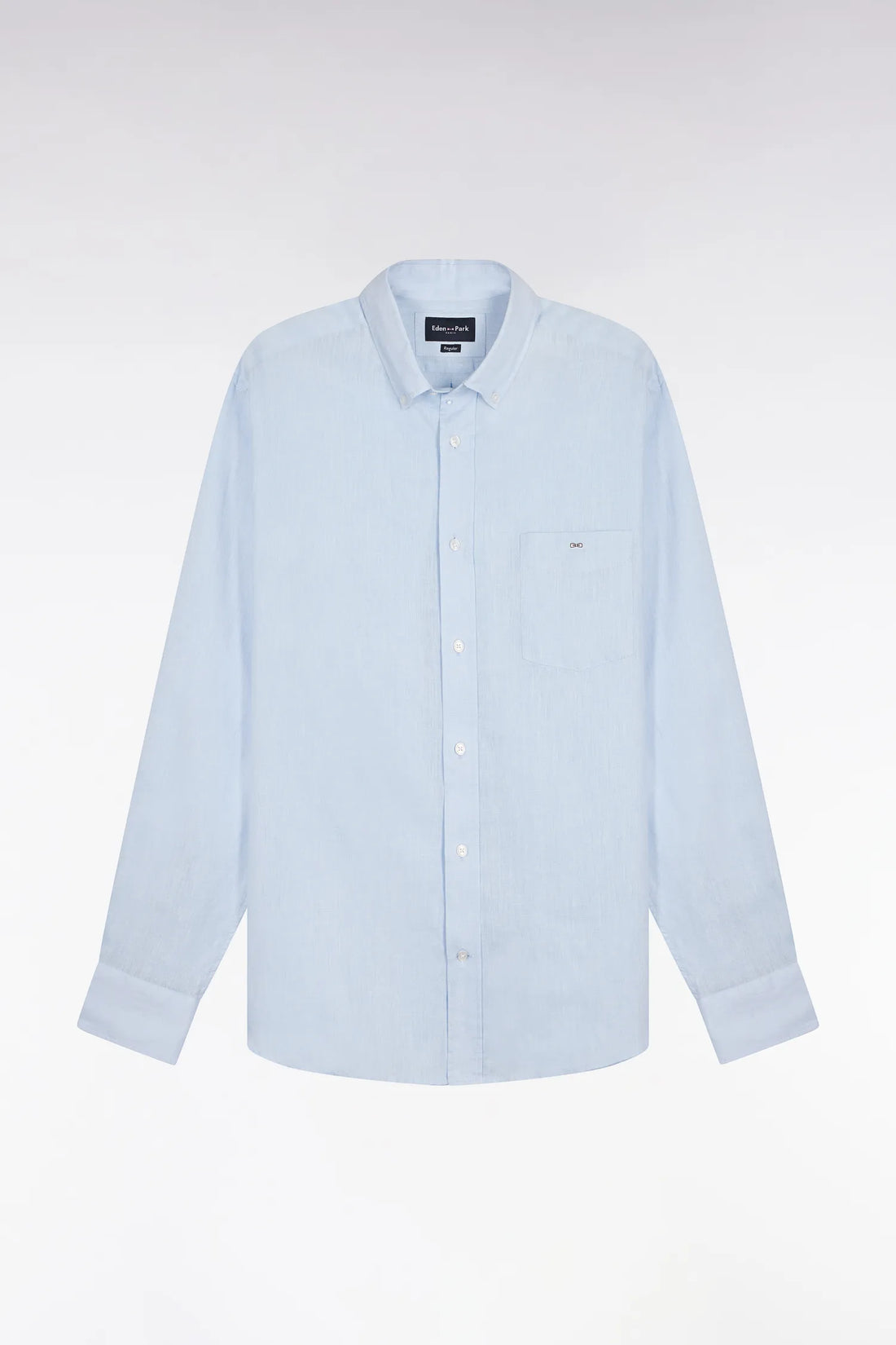 Eden Park Sky Blue Men Straight-Cut Sky Blue Linen Shirt SKU: E26CHECL0001_BLC25 Image 02