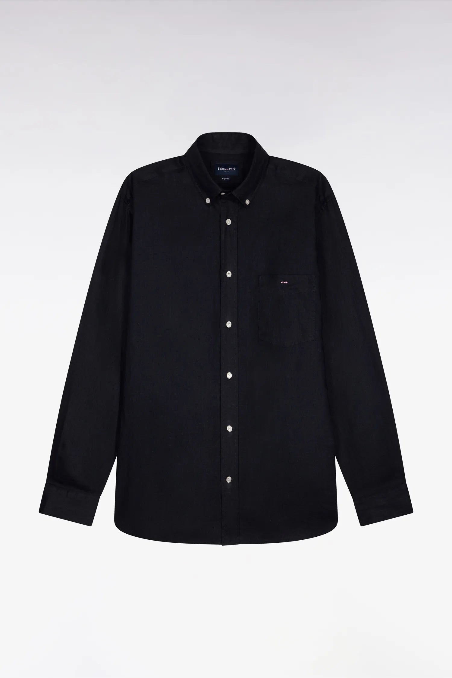 Eden Park 0 Men Straight-Cut Shirt in Navy Linen SKU: E26CHECL0001_BLF Image 05