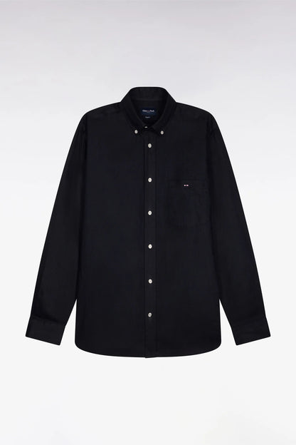 Eden Park 0 Men Straight-Cut Shirt in Navy Linen SKU: E26CHECL0001_BLF Image 05